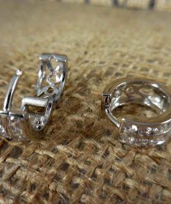 Large Silver Crystal Studded Hoop Earrings 3