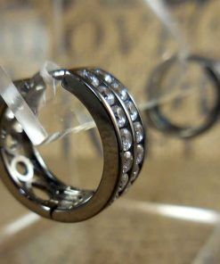 Large Silver Crystal Studded Hoop Earrings 5