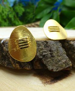 Gold Matte-finish Oval Pendant & Earrings Set
